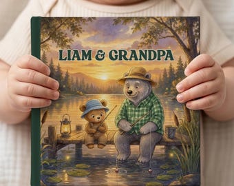Libro de pesca personalizado para el abuelo y para mí, libro de cuentos infantiles con nombre personalizado, regalo para el abuelo en acuarela, libro de recuerdos de pesca, regalo para el abuelo.