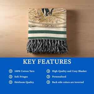 Cozy Blanket with Soft Fringes, 100 Percent Cotton Yarn, Heirloom Quality, High-Quality Throw, Personalized Décor, Comfort Blanket