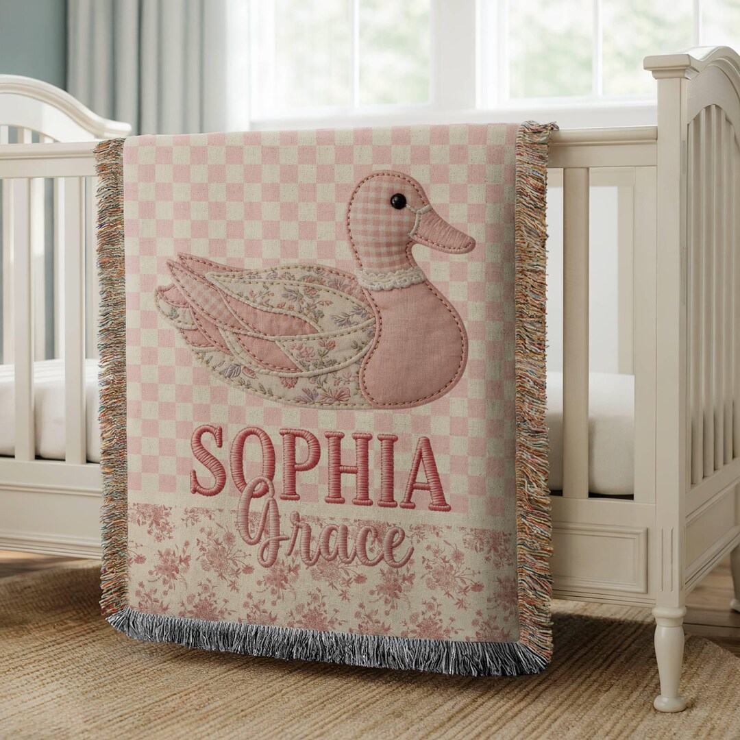 Personalized Mallard Duck Woven Blanket, Nursery Decor Baby Shower Gift ...
