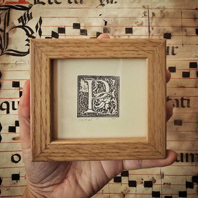 Original Printed Initial Letter, Victorian movable type letterpress, antique typography, Morris, printed Paper handmade gift, craft present image 1