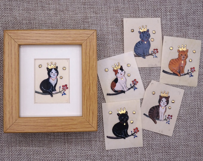 Personalized Cat Portrait: Medieval Crown, 24ct Gold Gilding