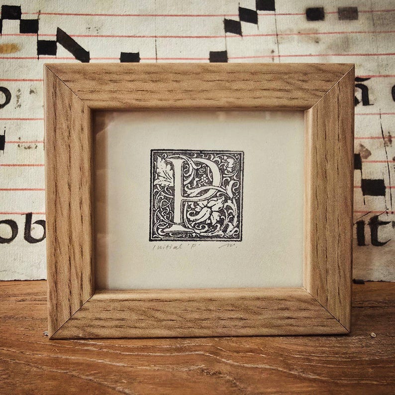 Original Printed Initial Letter, Victorian movable type letterpress, antique typography, Morris, printed Paper handmade gift, craft present image 3