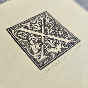 Original Printed Initial Letter, Victorian movable type letterpress, antique typography, Morris, printed Paper handmade gift, craft present image 4