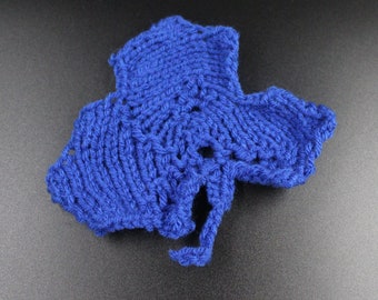 Handmade Hand Knit Royal Blue Sew-On Maple Leaf Appliqué
