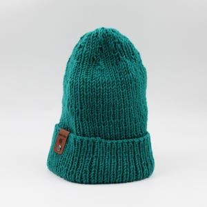 Handmade Hand Knit Merino Wool Ribbed Knit Beanie