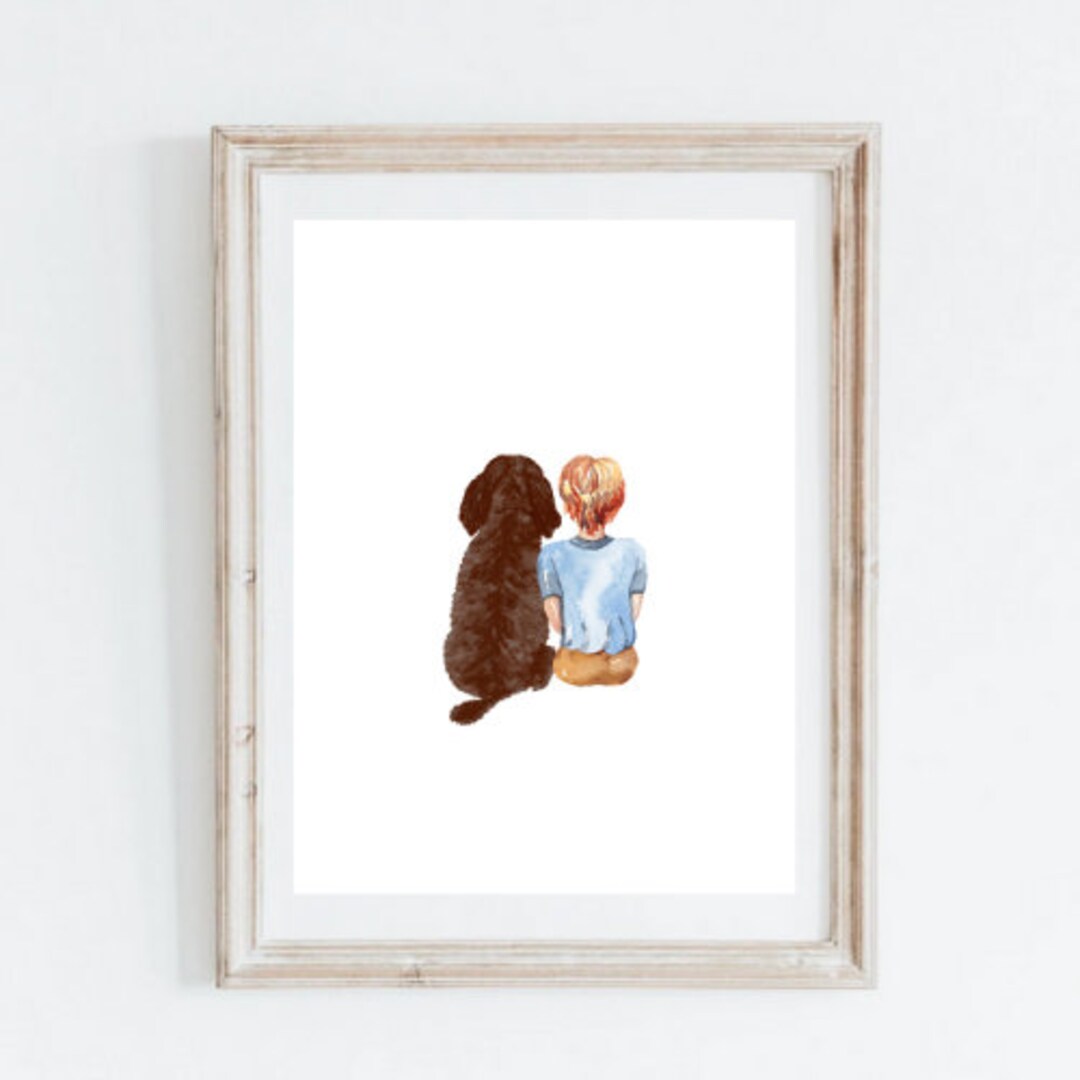Boy and Dog Nursery Print. Dog Nursery Decor. Boy Nursery Art. Etsy
