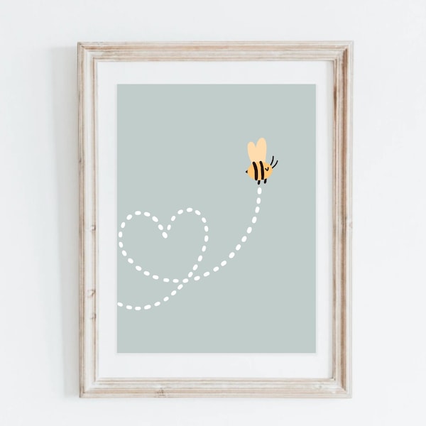 Bee Nursery Digital Download. Honey Bee Nursery Decor. Bumble Bee Nursery Wall Art. Bee Print. Cute Baby Bee boy nursery decor. Girl Nursery