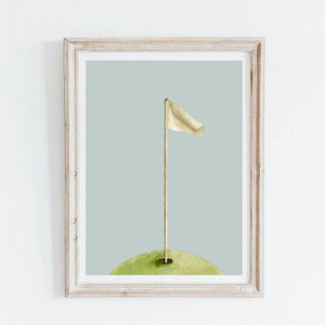 Golf Flag Watercolor Print: Minimalist Golf Decor (Digital Download)