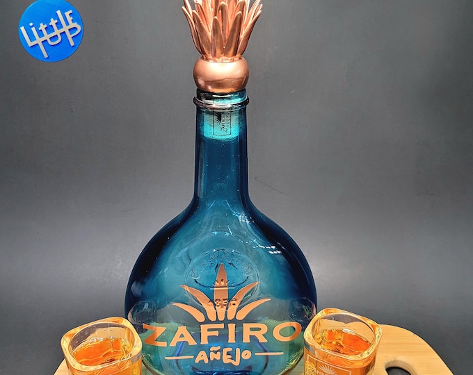 Zafiro Añejo Tequila Bottle and Topper With 2 Shot Glass Set (breaking Bad / Better Call Saul