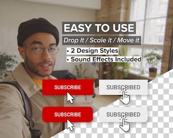 2 Animated Icons for YouTube Channel | Animated Subscribe Buttons Package 1 with Sound Effects