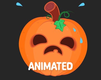 Animated Scared Pumpkin Emote: Twitch, Discord, Fall, Halloween