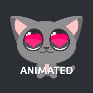 Animated Emote for Twitch - Cute Cat - Heart Eyes - Valentine&#39;s Day - Animated Emotes