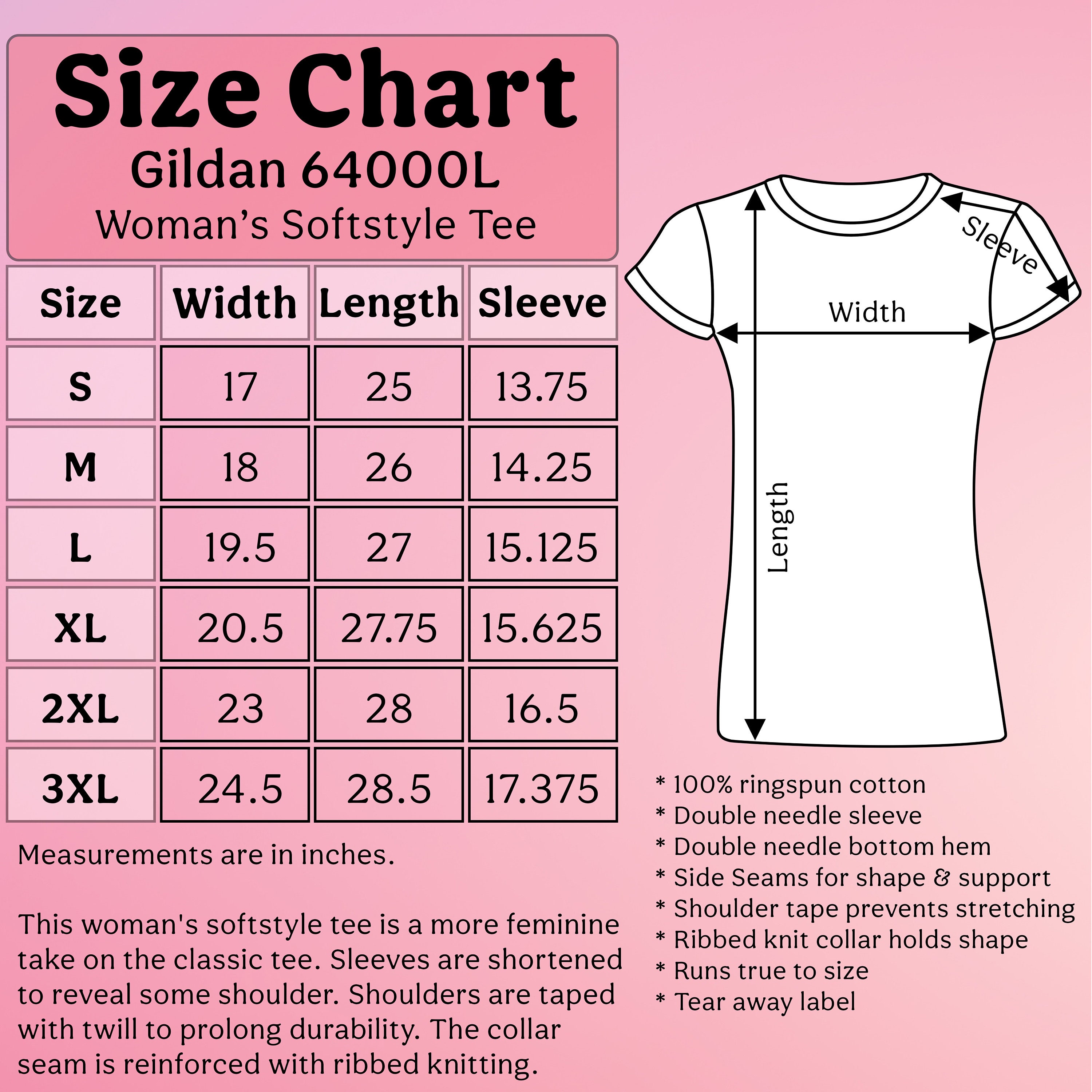 Gildan 64000L Size Chart, Gildan 64000 L Size Guide, Detailed Product Information, Instant Download, PNG File, JPG File