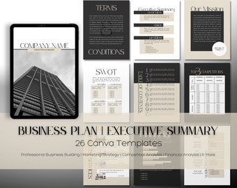Business Plan, Executive Summary, Professional Canva Templates, Business Marketing, Branding Kit, Customizable