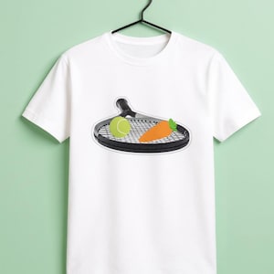 Jannik Sinner Tennis Inspired T-Shirt - Unisex Graphic Tee with Racket, Ball & Carrot