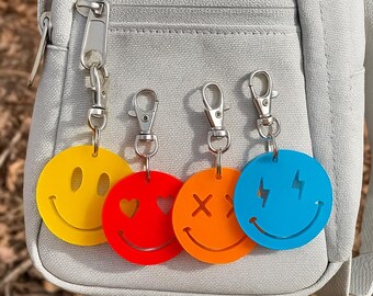 Colorful Smiley Face Keychain: 3D Filament Bag Charm