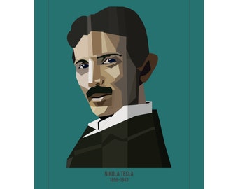 Nikola Tesla, Be Inspired, WPAP Style Wall Art Illustration, Instant Digital Download by Disturbed People.