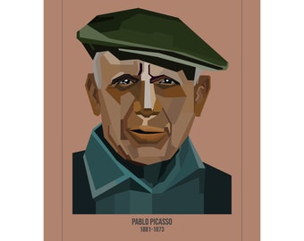 Pablo Picasso, Be Inspired, WPAP Style Wall Art Illustration, Instant Digital Download by Disturbed People.