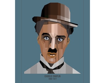 Charlie Chaplin, Be Inspired, WPAP Style Wall Art Illustration, Instant Digital Download by Disturbed People.
