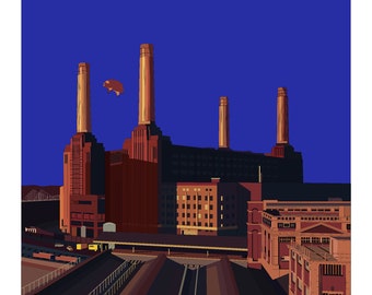 Pink Floyd, Animals, Album Cover Illustration, Poster, Wall Art, Room Decor, Instant Digital Printable Download