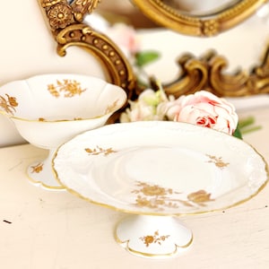 Limoges Cake stand & Candy dish &quot;Roses&quot;