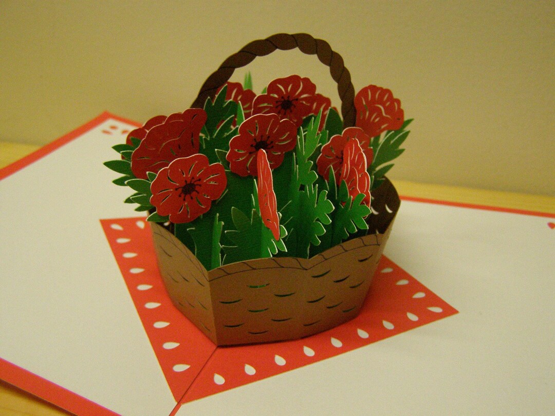 3D Flower Basket Pop up Card: Any Occasion Greeting Card - Etsy