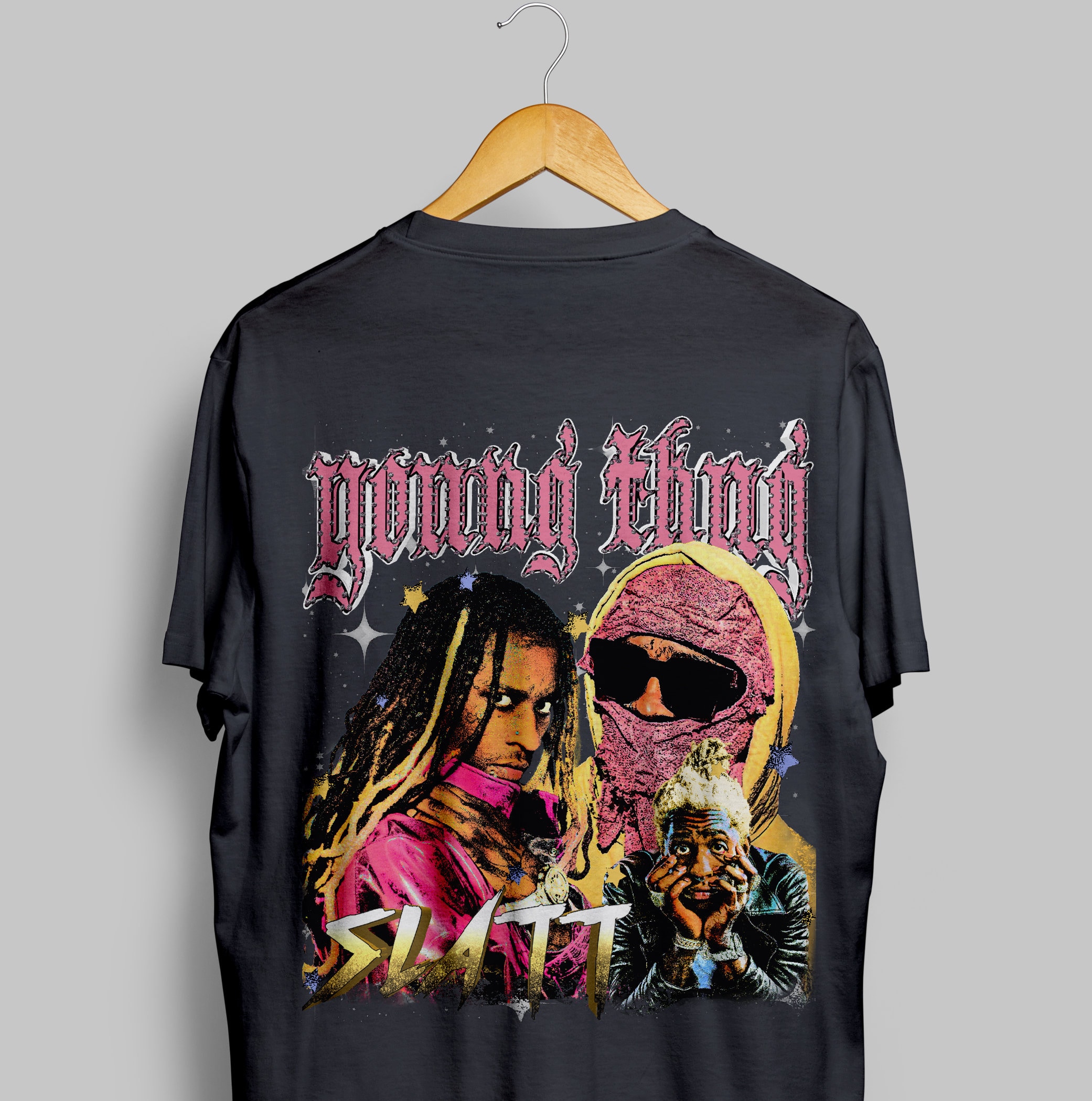 Discover YOUNG THUG "SLATT"  Front an Back Throwback Tee, T-shirt