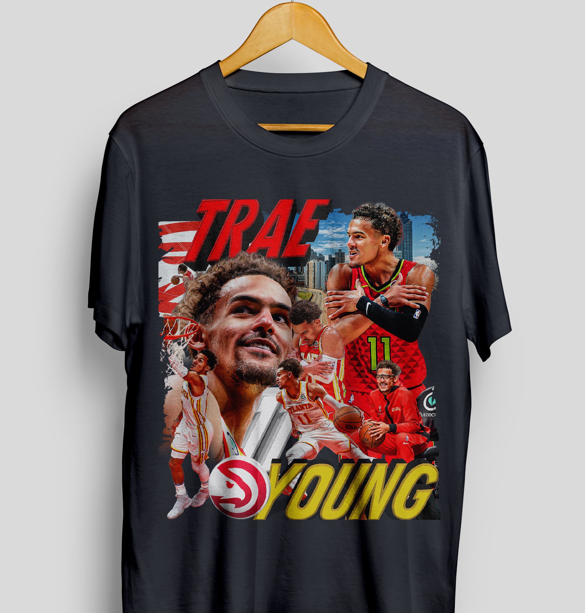 TIE-DYE Black Trae Young Hawks Ice Trae T-shirt ADULT