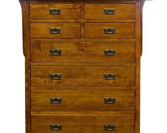 PrairieFurnitureShop - Mission Solid Oak 8 Drawer Dresser - Michael's Cherry (MC-A)