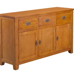 PrairieFurnitureShop - Mission Solid Oak 3 Drawer 3 Door Sideboard - Michael's Cherry - Walnut - 59"