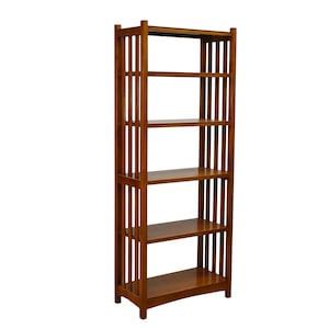 PrairieFurnitureShop - Mission Spindle Side 5 Shelf Bookcase - Michael's Cherry - Walnut