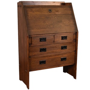 PrairieFurnitureShop - Arts and Crafts Mission Solid Oak Secretary Desk - Michael's Cherry and Walnut