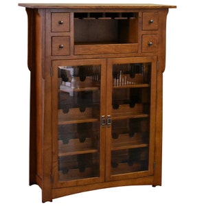 PrairieFurnitureShop - Arts and Crafts Quarter Sawn White Oak Wine Cabinet - 45"