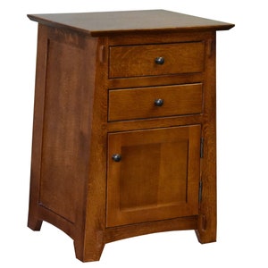 PrairieFurnitureShop - Mission Style Tapered Leg 2 Drawer Nightstand - Michael's Cherry - Walnut