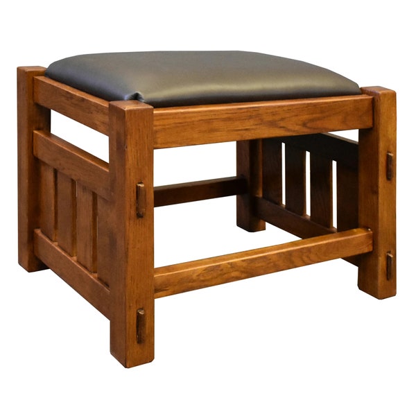 PrairieFurnitureShop - Mission Oak Foot Stool - Wide Spindles (2 Colors Available)