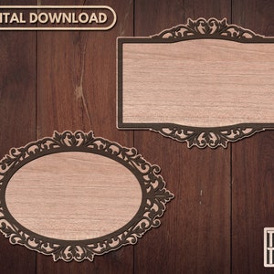 Frames Laser Cut Files, Oval Frame Svg, Rectangle Frame Laser File,  Vintage Frame Laser File, Glowforge Antique Frame, Digital File, Dxf