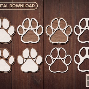 Fichier laser Svg empreinte de patte, ornement en téléchargement numérique, fichier de découpe laser patte Glowforge, Svg patte de chien, fichier laser patte, lot d'empreintes de pattes, laser pour animaux de compagnie