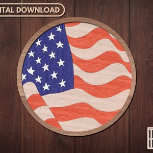American Flag Puzzle Laser Cut File For Glowforge, America Flag SVG, 4th Of July SVG, USA Svg, Glowforge Files, America Flag Dxf, Layered