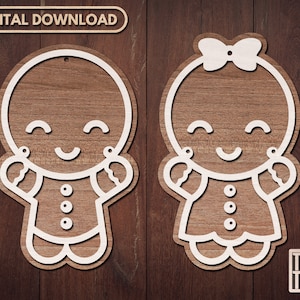 Gingerbread Ornament Laser Cut File: Kid Name SVG, Glowforge DXF (Digital Download)