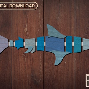 Layered Shark Wall Decor SVG Glowforge, Shark Laser Cut Files, Multi Layer Shark Wall Decor, Shark Svg, Dxf, Glowforge Shark Cut File, Beach