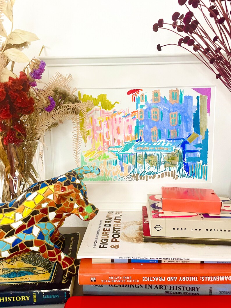 Unique Original Artwork Handdrawn Pen and Oil Pastel Etsy