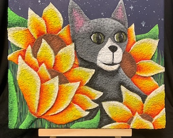 Cat in the Sunflowers