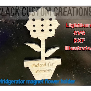 Flower holder fridge magnet burn file (lightburn, SVG, AI, DXF)
