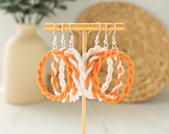 Orange & weiße Creolen | Fimo Ohrringe | Minimal Ohrringe | Handarbeit | Hypoallergen | Leichtgewicht | Geschenk | Schlicht