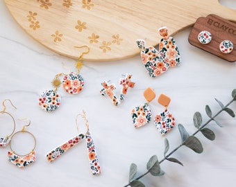 Apricot Floral Collection | Spring Earrings | Polymer Clay Earrings | Handmade | Hypoallergenic | Lightweight | Gift