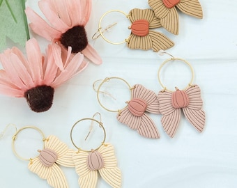Pumpkin Bow Dangles| Fall Earrings | Polymer Clay Earrings | Pumpkin Earrings | Handmade | Hypoallergenic | Lightweight | Gift | Autumn