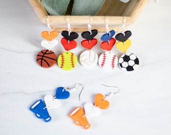 Tiered Sports Dangles | Polymer Clay Earrings | Football Earrings | Lightweight + Hypoallergenic Clay Earrings