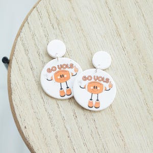Go Vols Football Man Dangles | Polymer Clay Earrings | TN Vols Earrings | Tennessee | Hypoallergenic | Lightweight | Knoxville Earrings