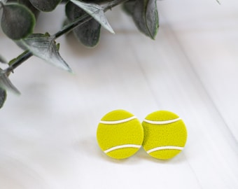 Tennis Ball Studs  | Polymer Clay Earrings | Minimal Earrings | Handmade | Hypoallergenic | Lightweight | Gift | Simple | Tennis Earrings