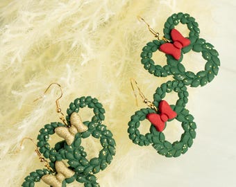 Magical Wreath Earrings | Polymer Clay Earrings | Theme Park Earrings | Handmade | Hypoallergenic | Lightweight | Gift